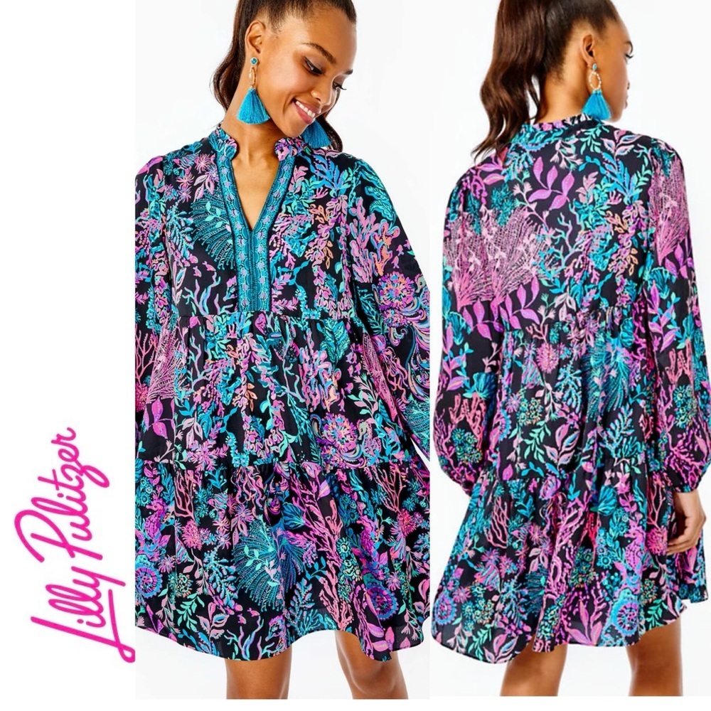 Lilly Pulitzer Arella Babydoll Swing Long Sleeve Dress